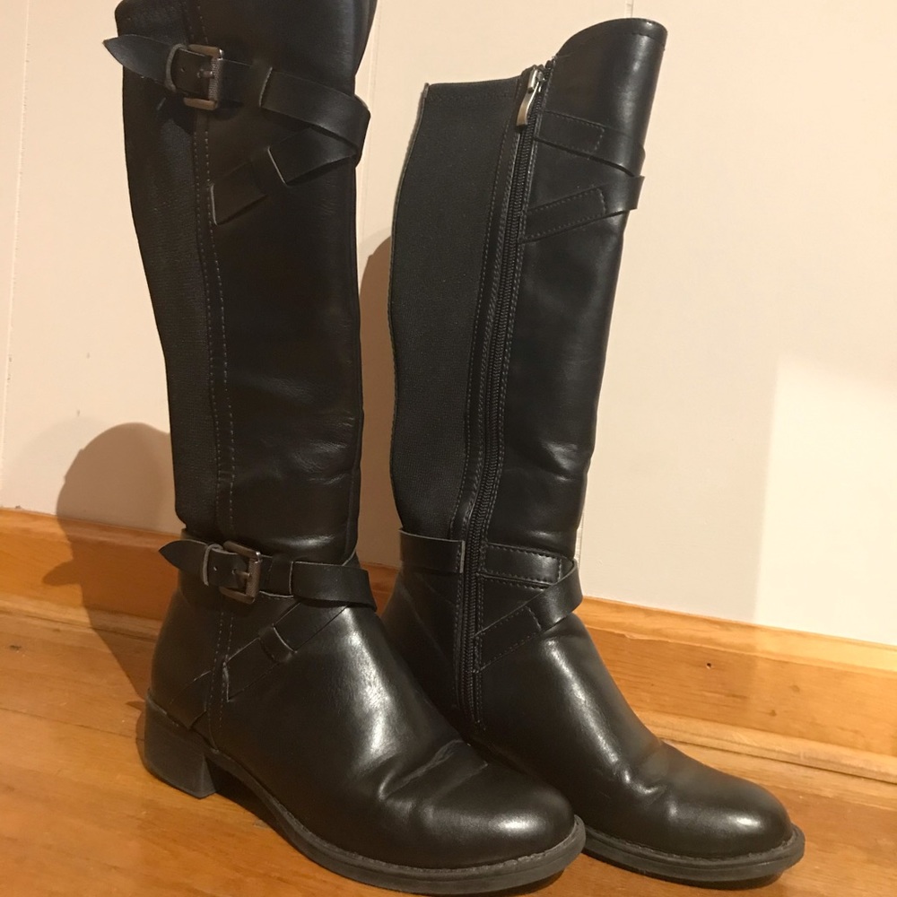 Black Leather Franco Sarto Riding Boots